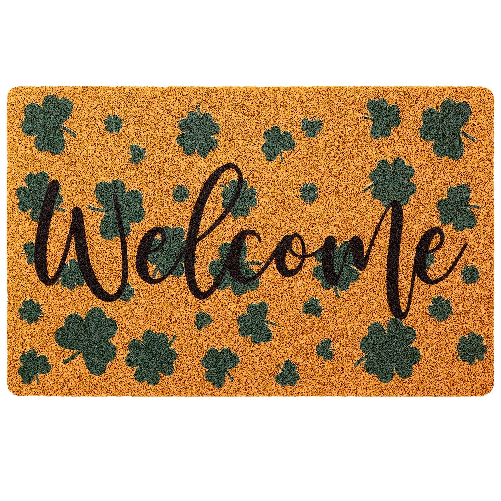 Tinideya welcome doormat with Irish shamrock for a non-slip front door