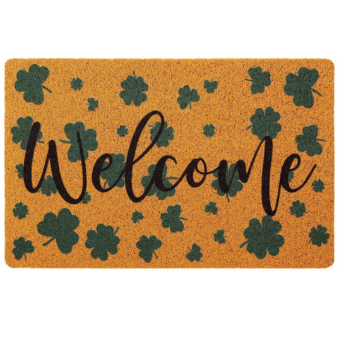 Tinideya welcome doormat with Irish shamrock for a non-slip front door