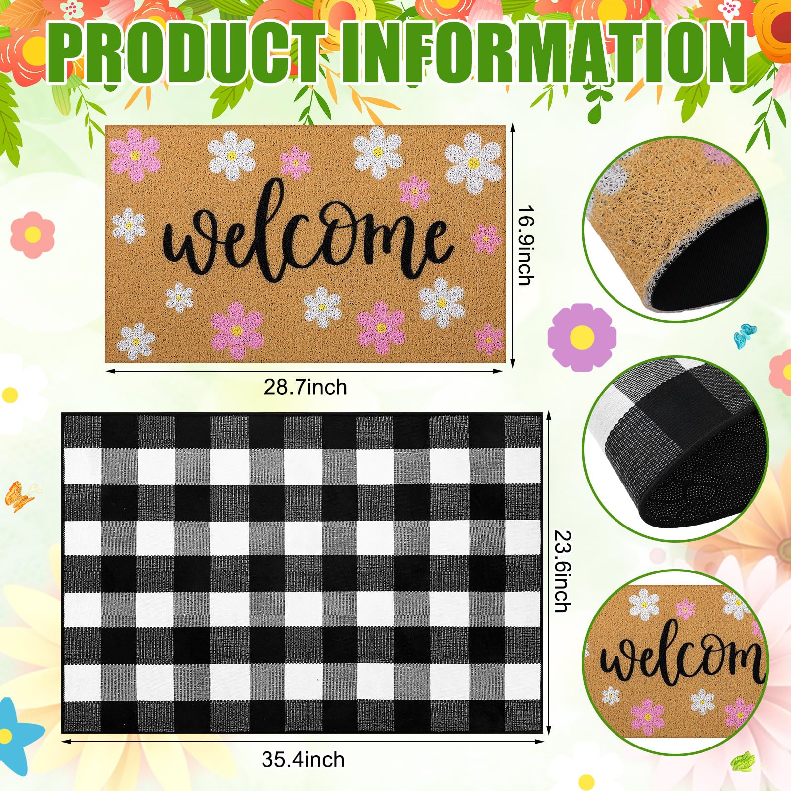 Tinideya buffalo plaid welcome mat adds cozy entryway charm.