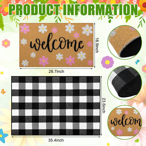 Tinideya buffalo plaid welcome mat adds cozy entryway charm.