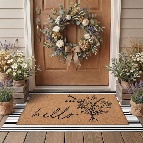 Tinideya welcome mat with hello print adds curb appeal and seasonal charm.
