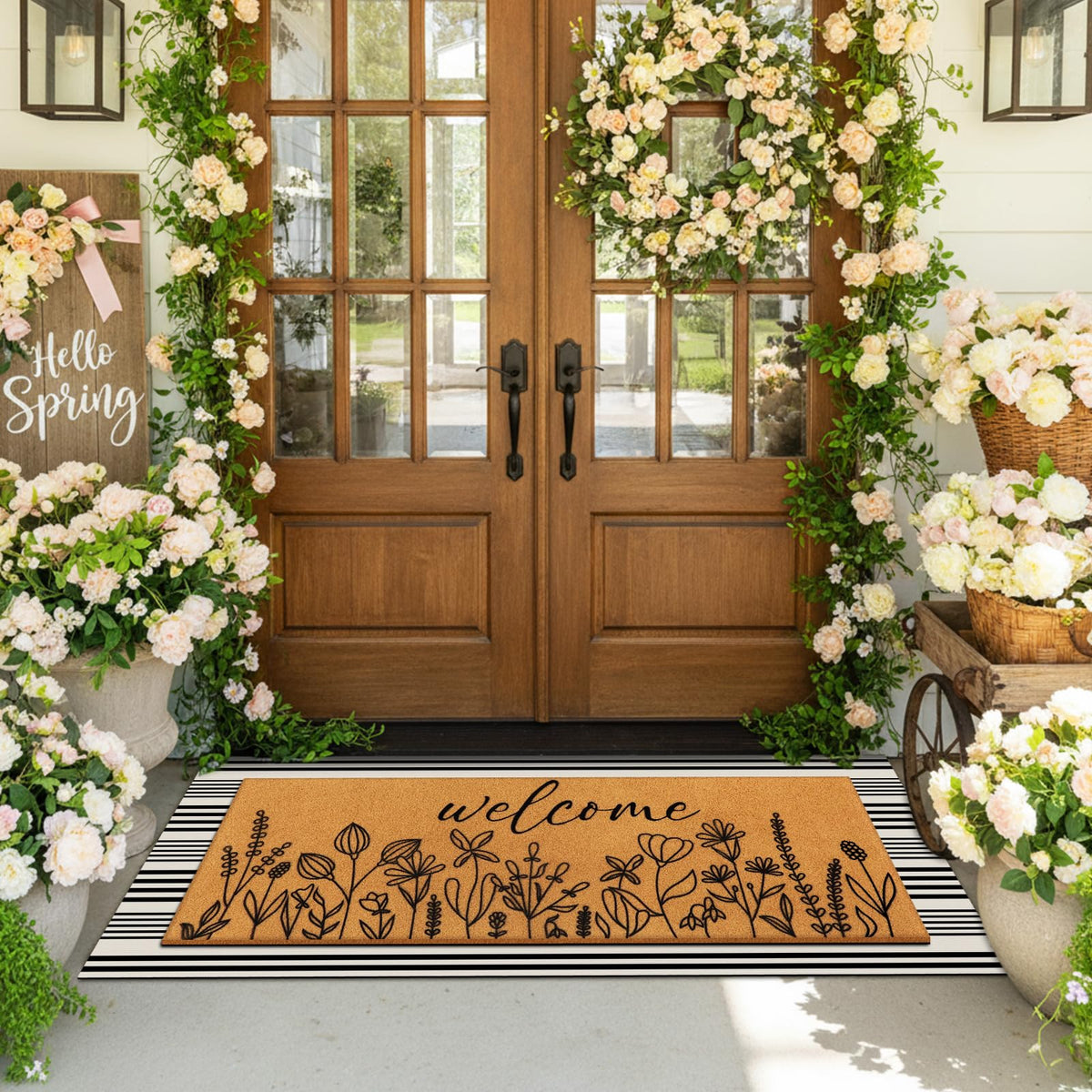 Tinideya wildflowers welcome mat brightens the entry with floral charm.