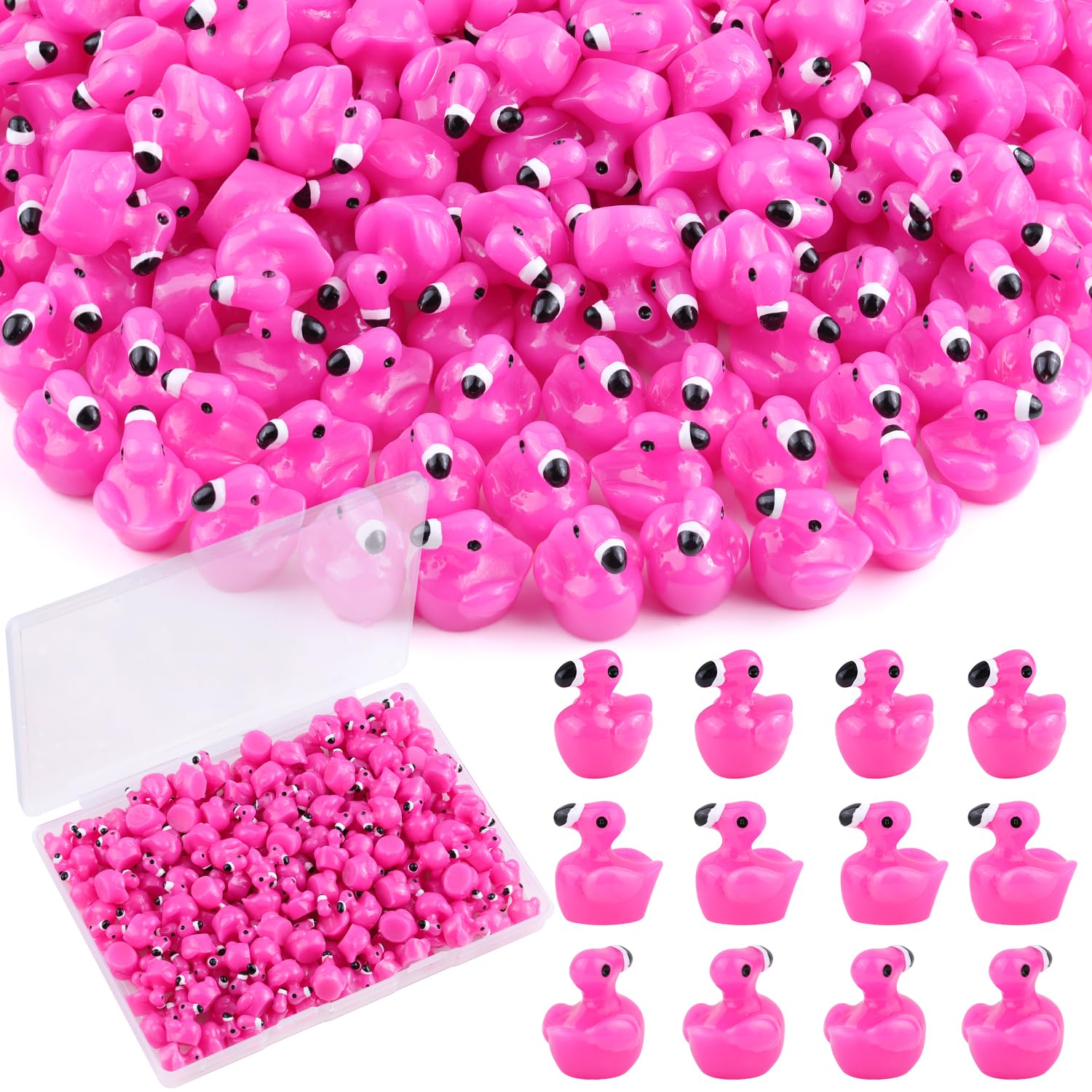 TINKRSTUFF rose pink mini flamingo duck figure for dollhouses and party decor