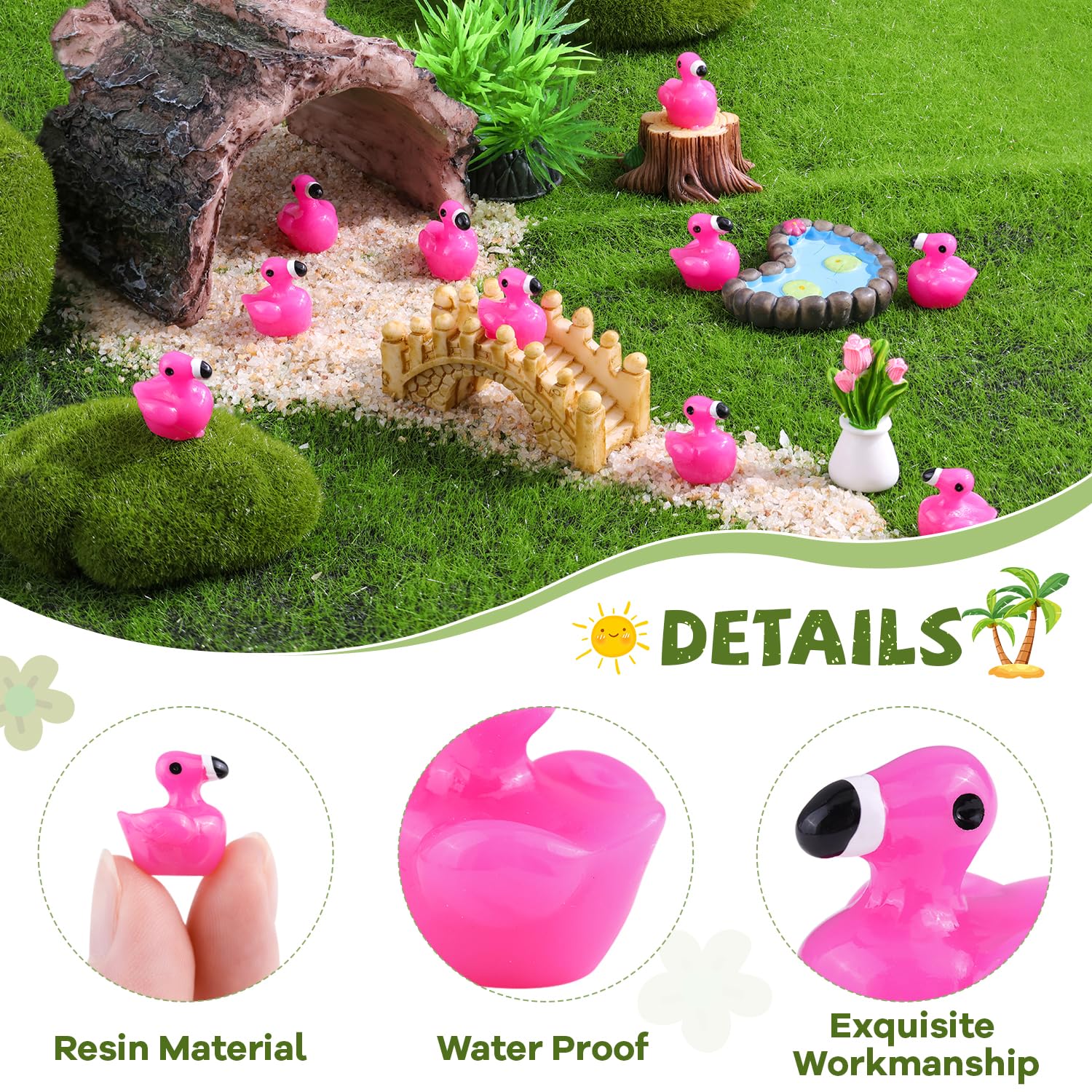 TINKRSTUFF rose pink mini flamingo duck, perfect for garden scenes and DIY crafts