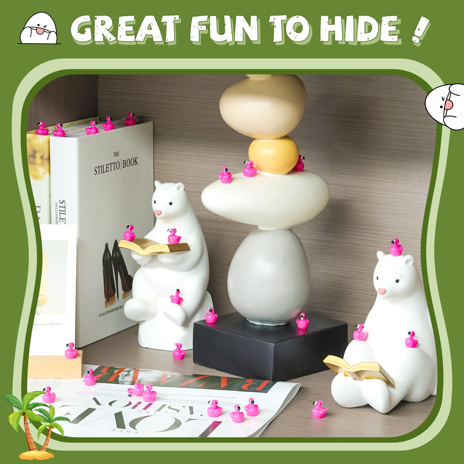TINKRSTUFF mini flamingo duck figures feature glitter detail for eye-catching displays