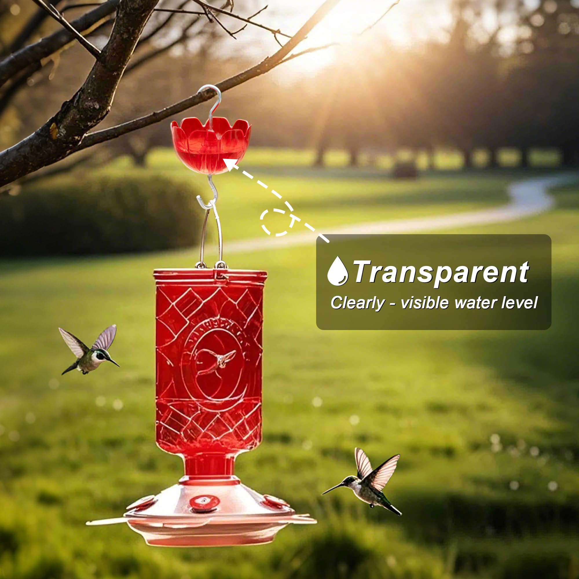 Tinlaviy red flower-shaped moat lures hummingbirds while guarding nectar