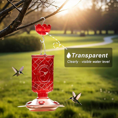 Tinlaviy red flower-shaped moat lures hummingbirds while guarding nectar