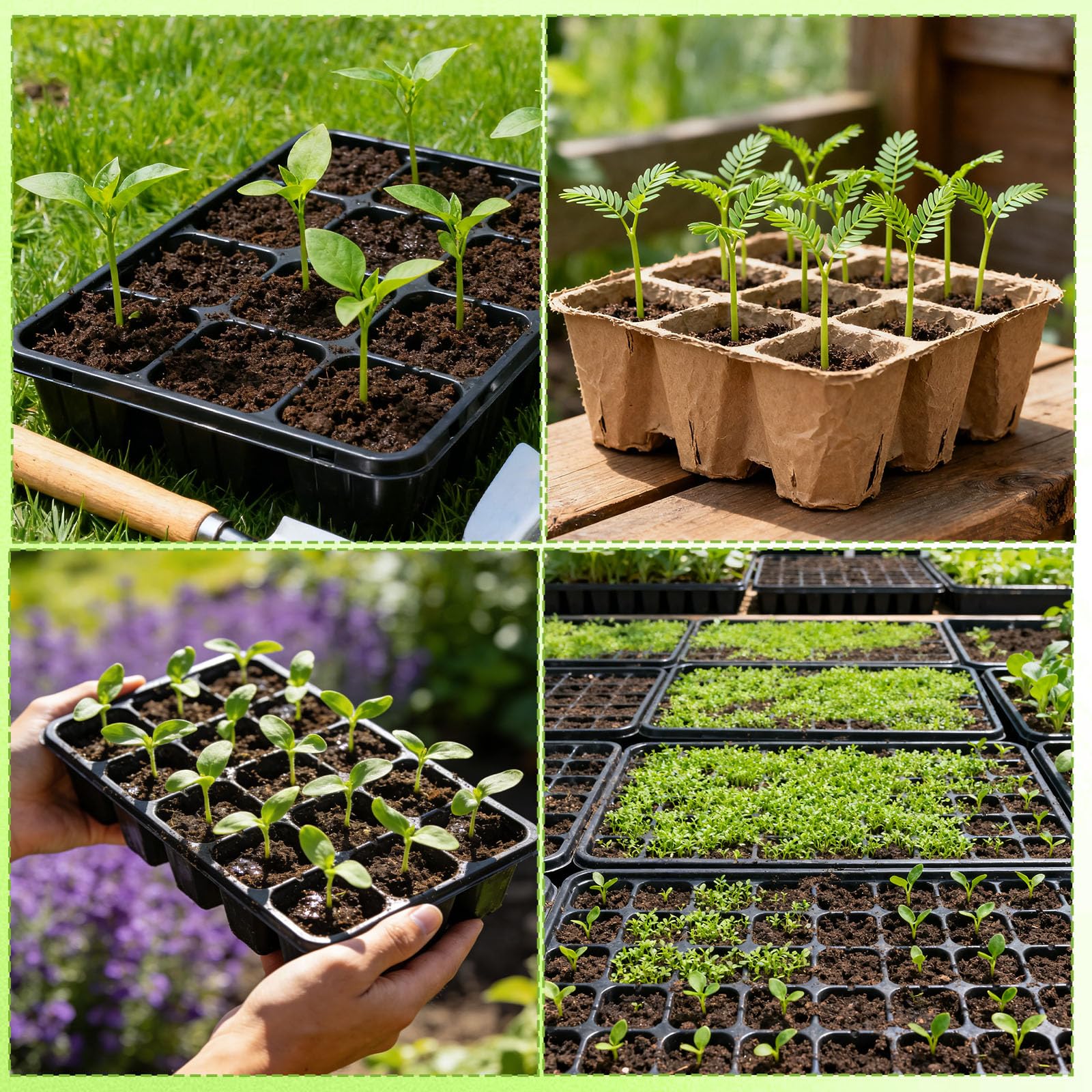 Tinoaly garden tool in action for seedlings and small plants.