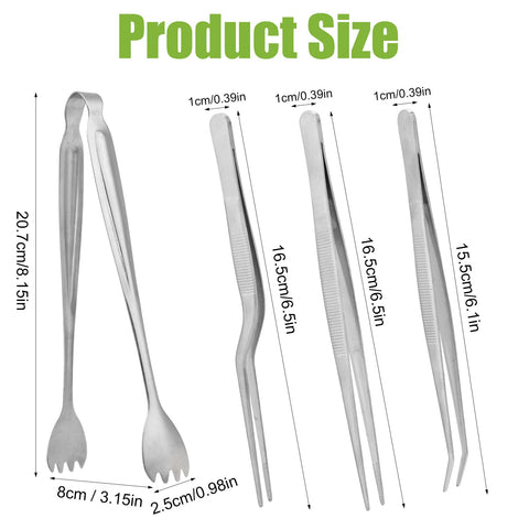 Tinoaly tweezers straight tip for precise seedling handling and delicate tasks.