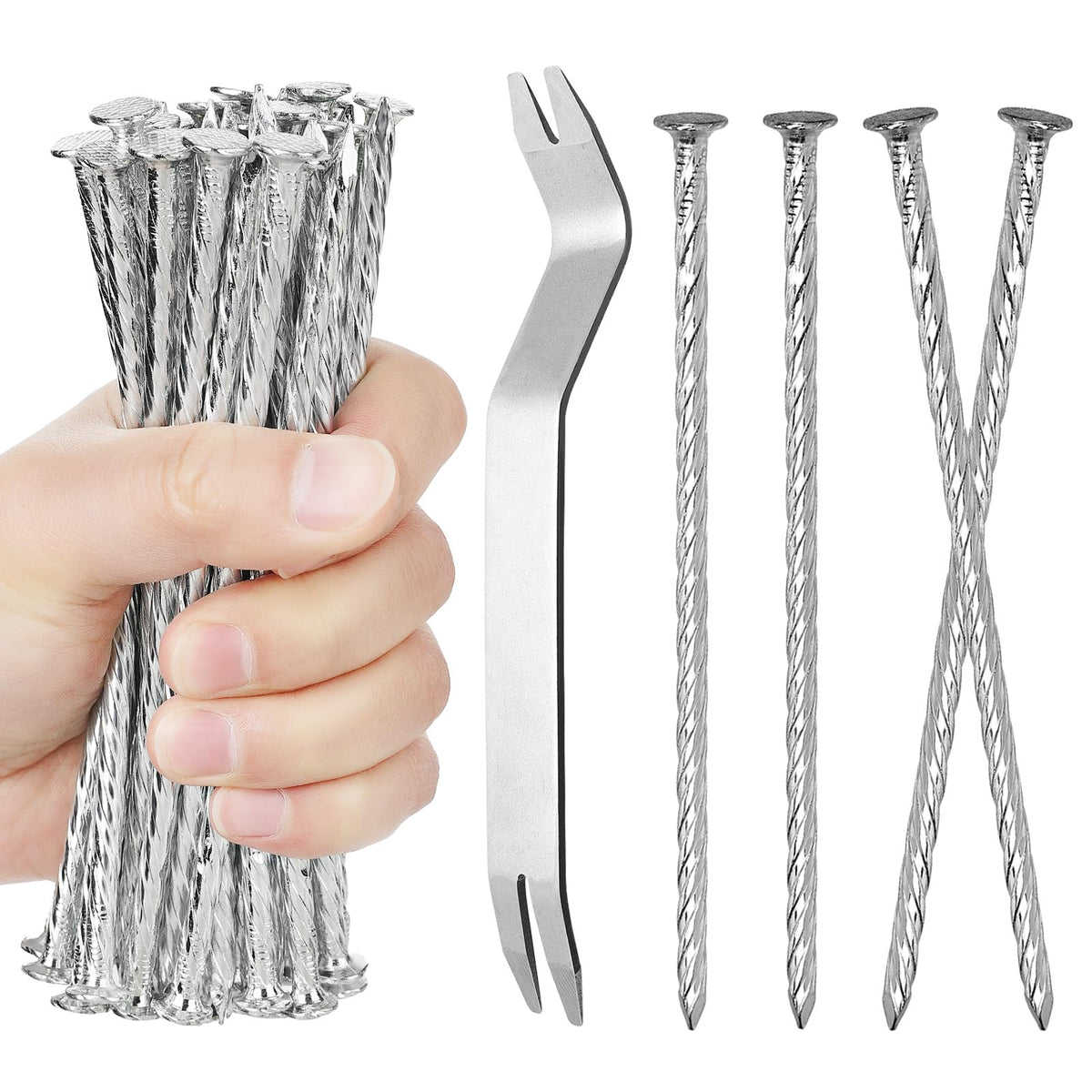 Tinsky 6-3 inch galvanized landscape stake for durable ground anchoring in gardens.