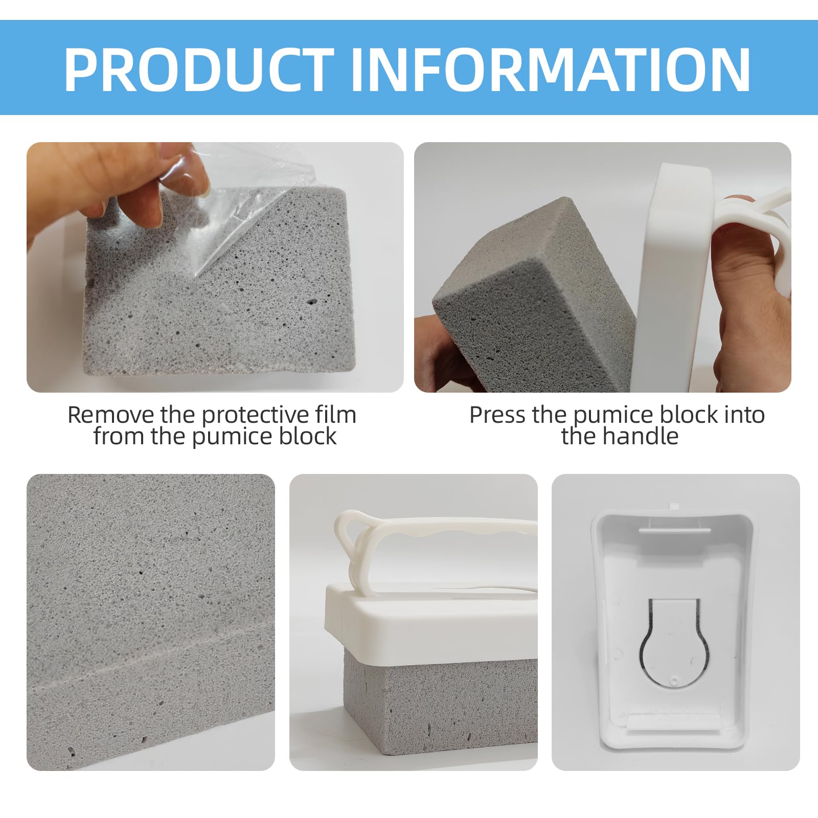 Pool tile stain removal using TINSKY pumice stone.