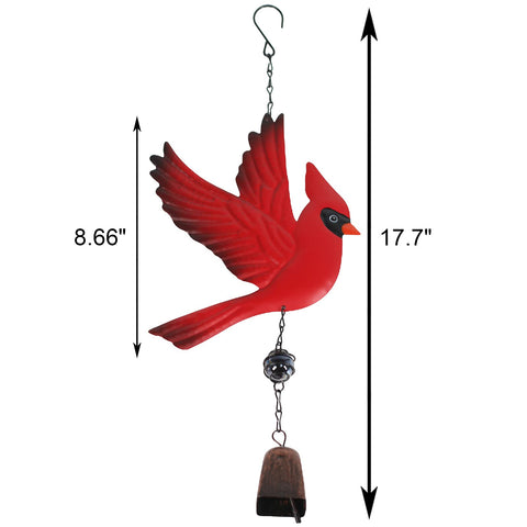Tinsow cardinal wind chime hanging outdoors adds charming decor to patios.