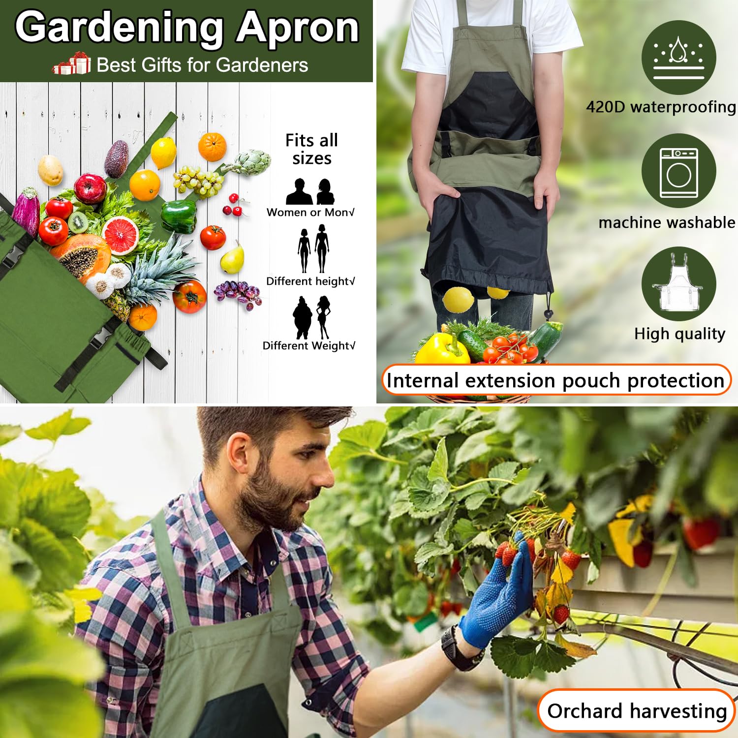 Tintsabo Gardening Apron ergonomic criss-cross back strap ensures comfortable wear