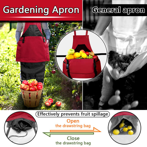 Tintsabo Gardening Apron extension bag with drawstring keeps harvest secure