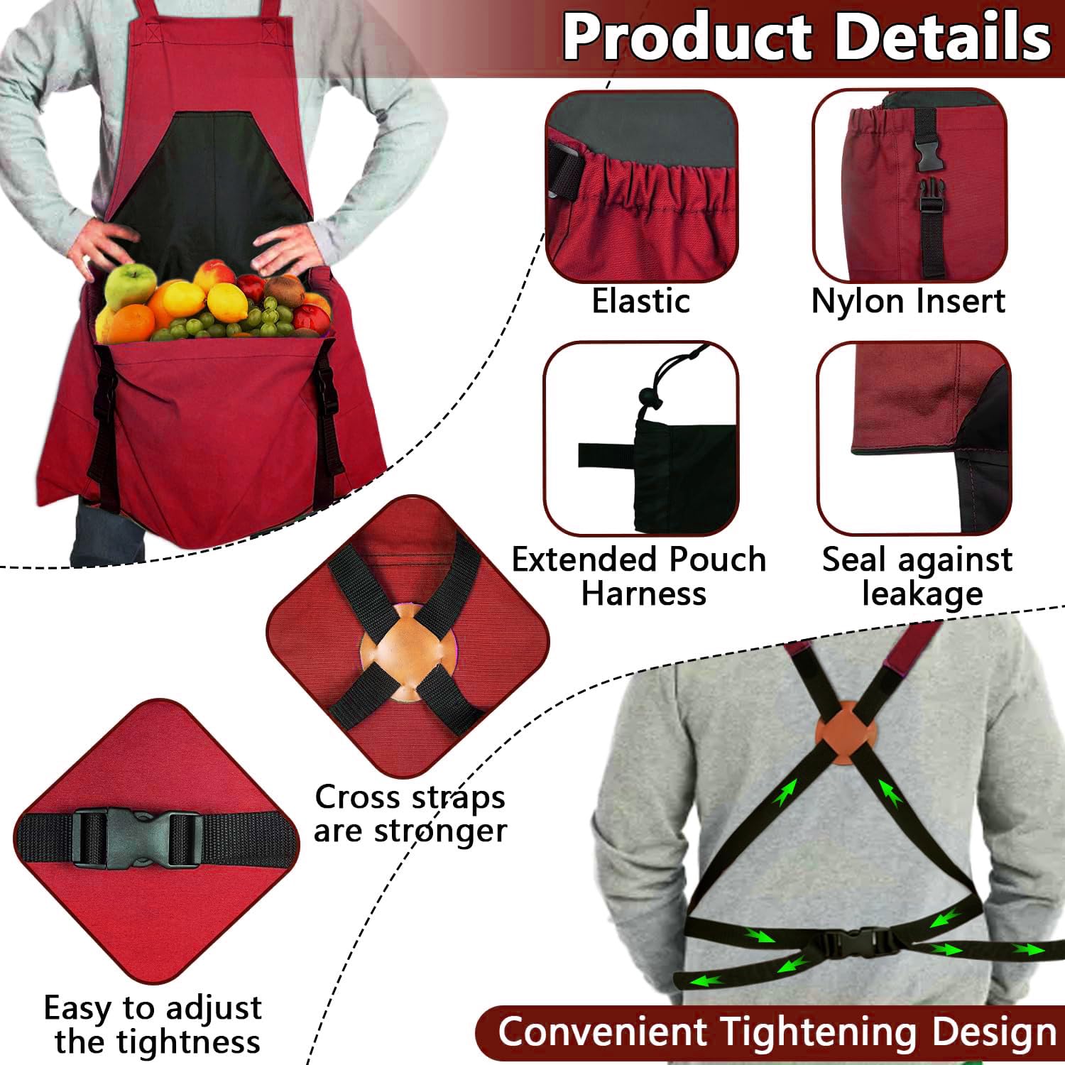 Tintsabo Gardening Apron front and side pockets hold tools and phone