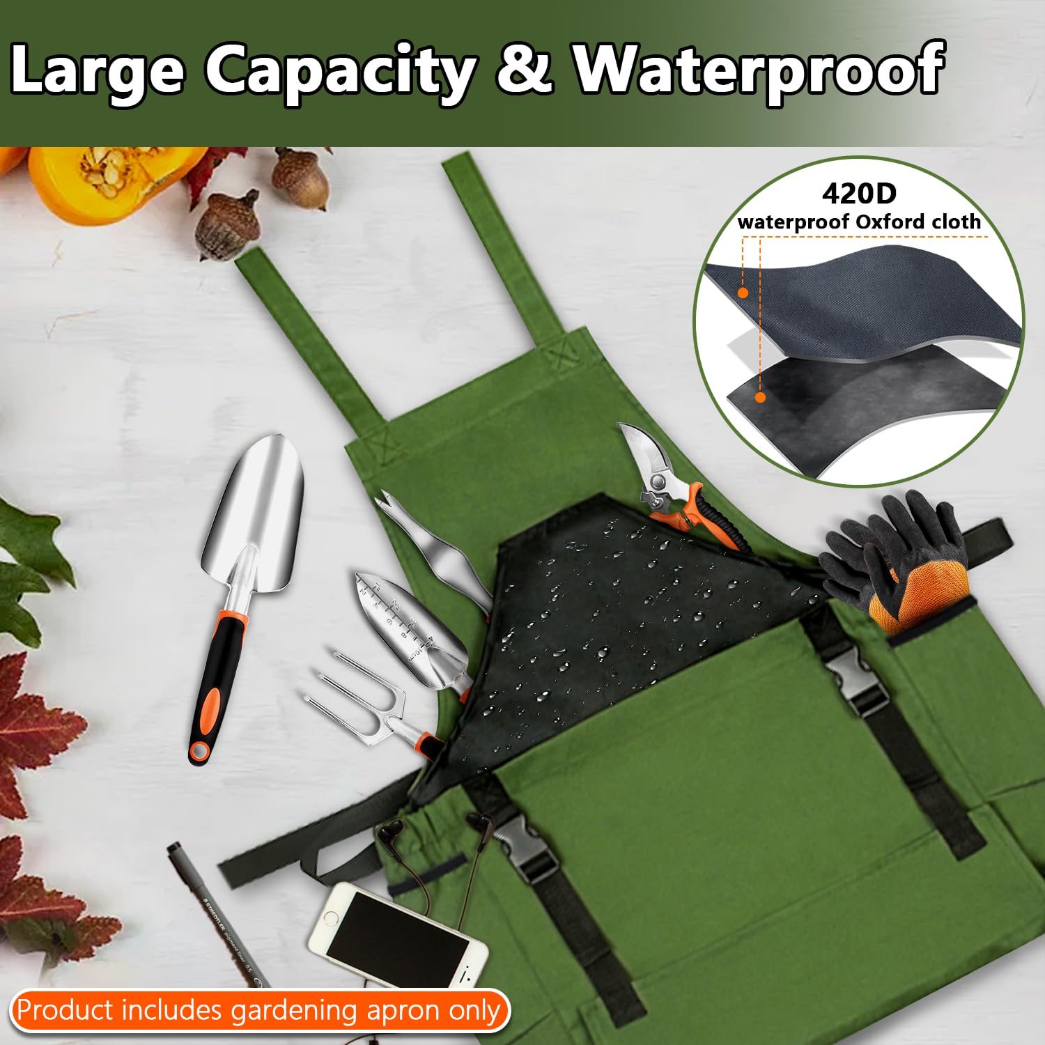 Tintsabo Gardening Apron large capacity opening for easy tool access
