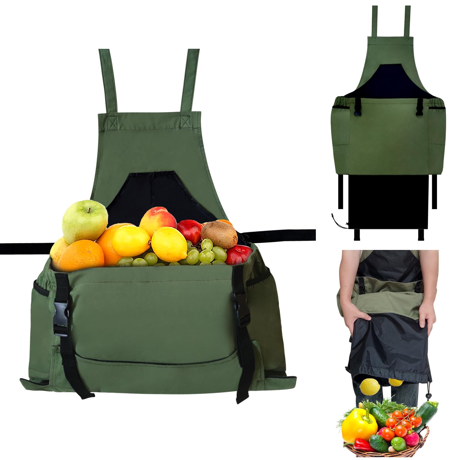 Tintsabo Gardening Apron with waterproof inner lining protects clothes during harvest