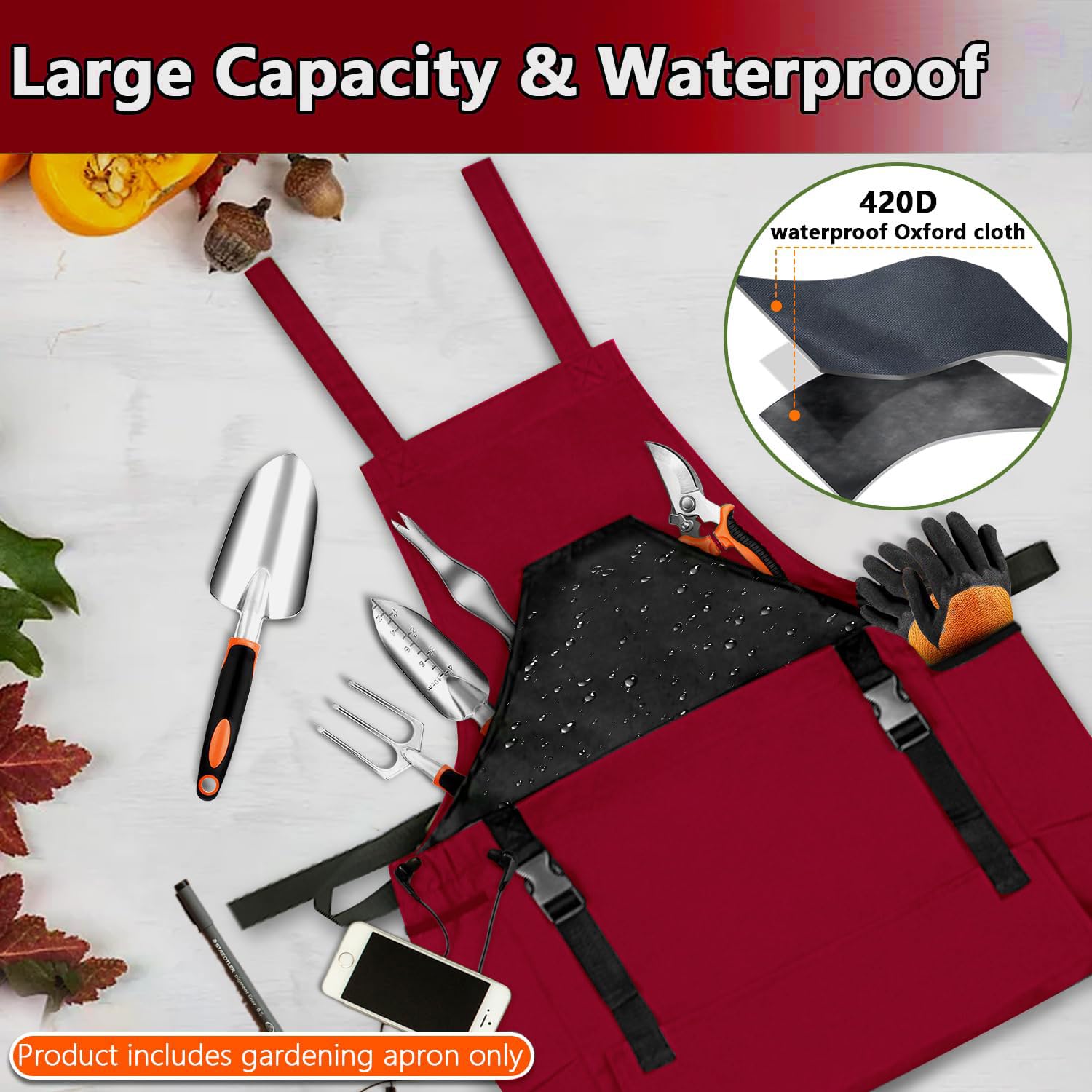 Tintsabo Gardening Apron wide opening provides easy access to tools