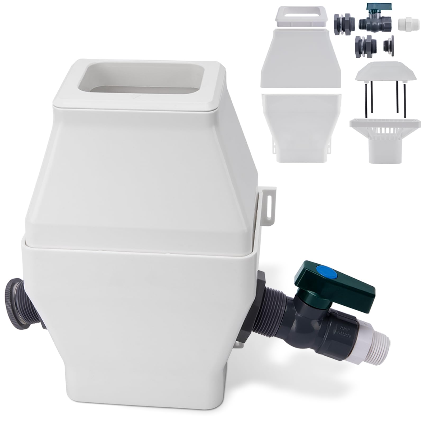 Tintsabo rainwater collector with downspout diverter for 2x3 and 3x4 inch gutters captures more rain.
