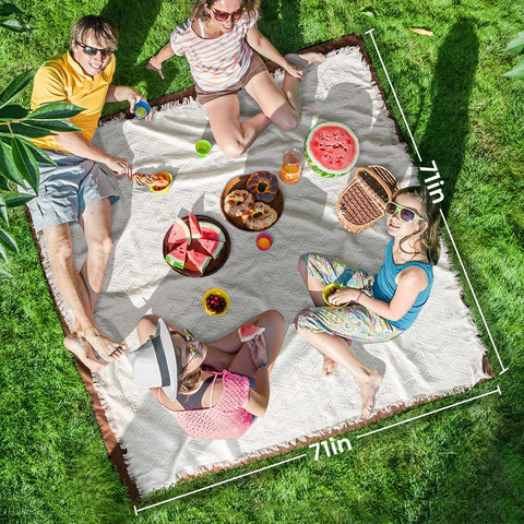Large 71x71 Tiny Land blanket fits 4-6 people.