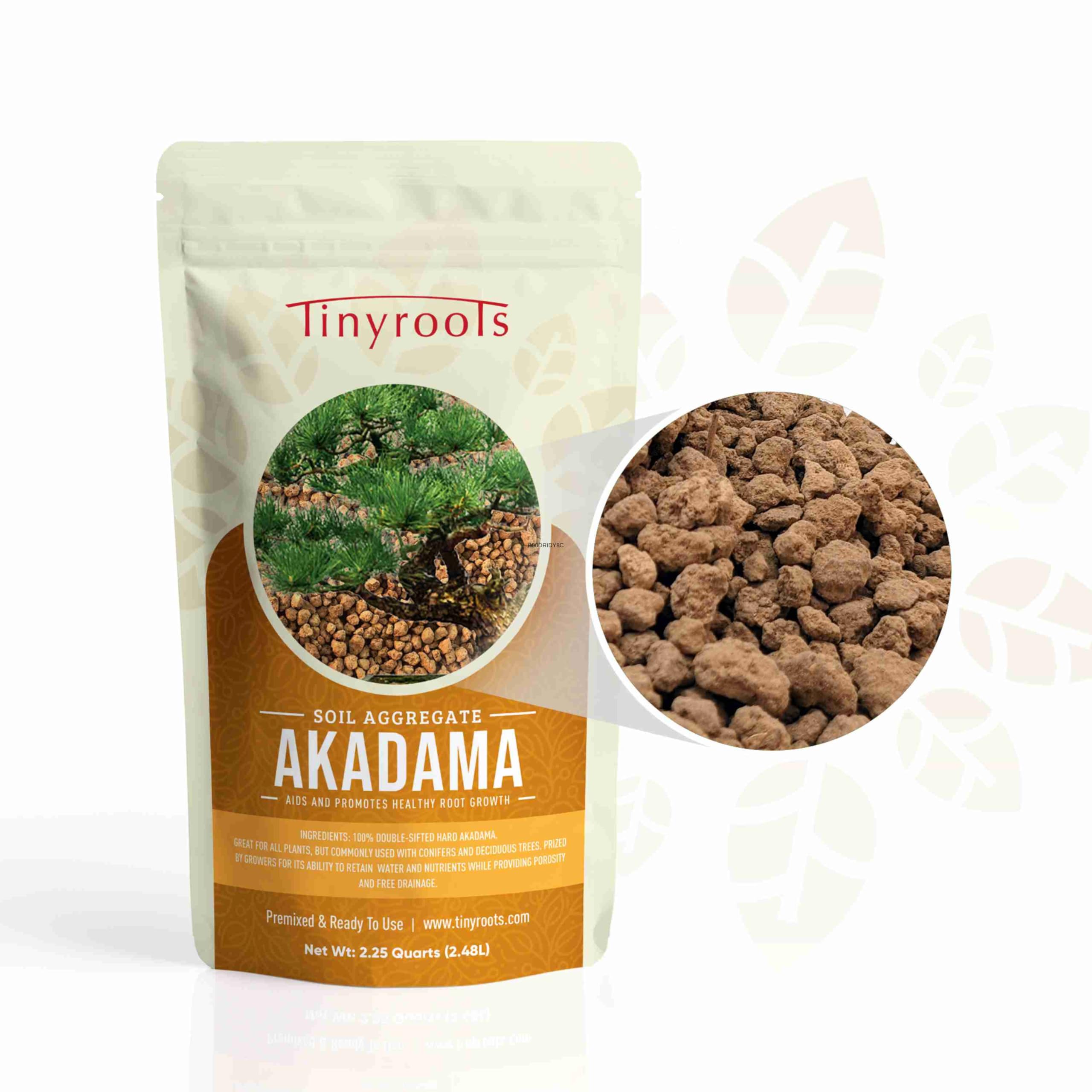 Tinyroots Akadama suits conifers, deciduous trees, and some succulents.
