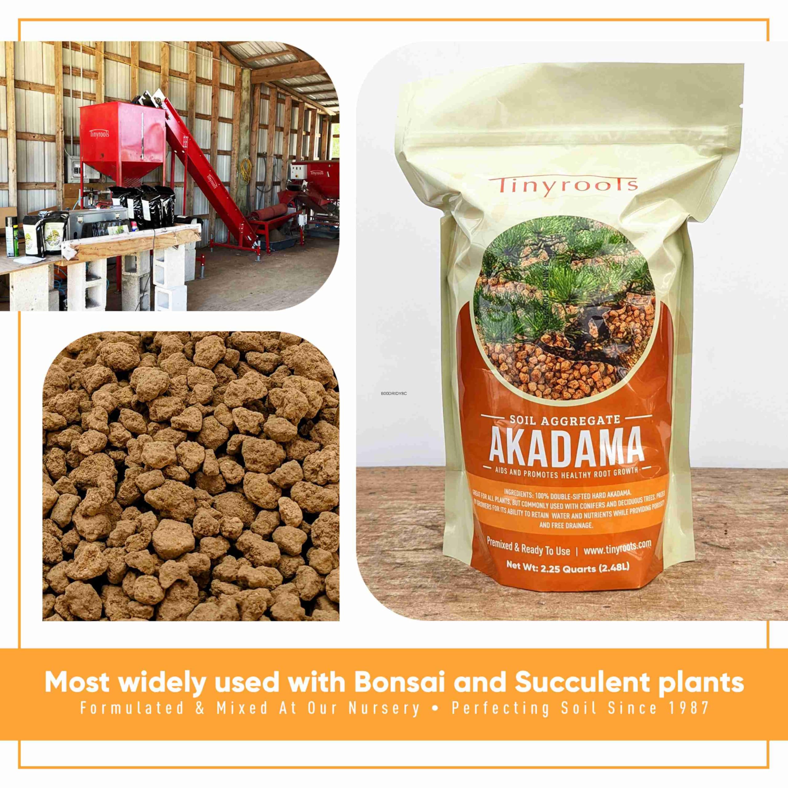 Tinyroots Akadama soil darkens when wet to cue watering.