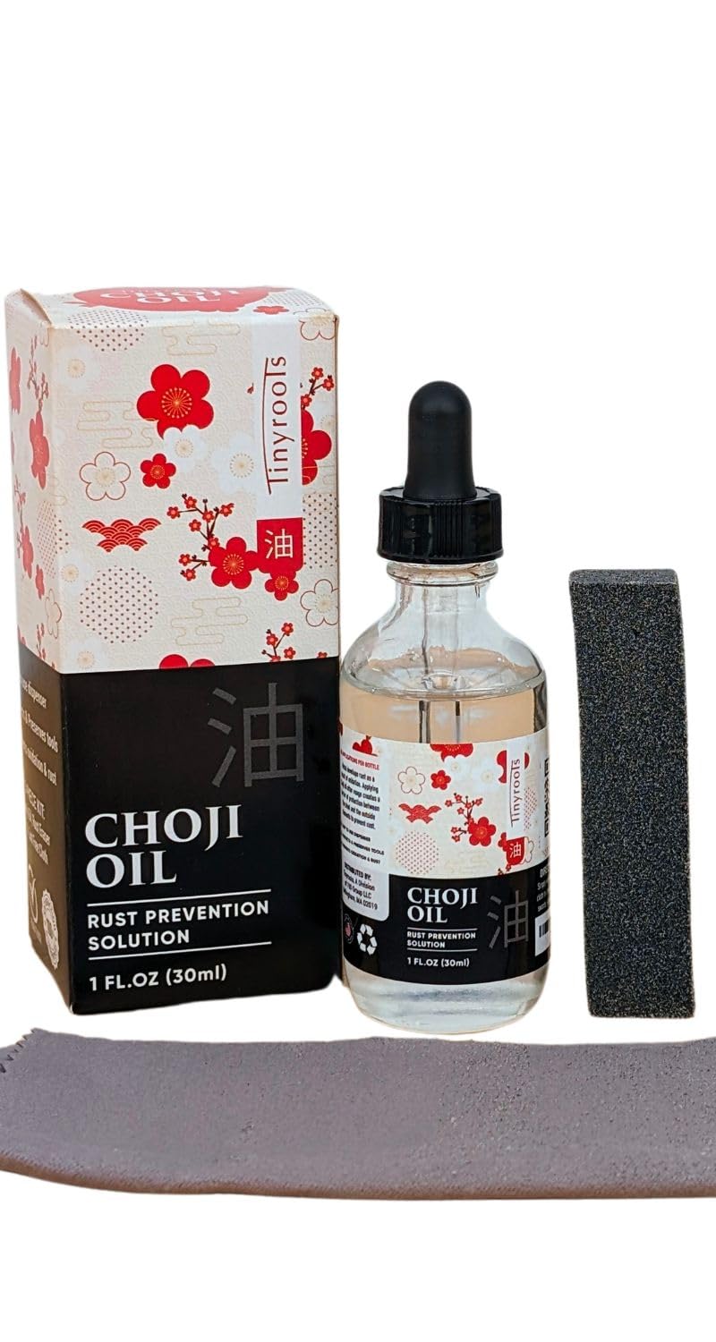 Tinyroots Choji Oil bottle ready for rust protection on tools and bonsai gear.