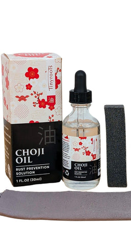 Tinyroots Choji Oil bottle ready for rust protection on tools and bonsai gear.