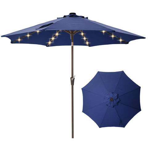 Tioline 9ft solar LED umbrella fabric closeup with durable 200g material and UPF50+ protection.