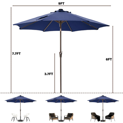 Tioline 9ft night garden setup with gentle LED ambience.