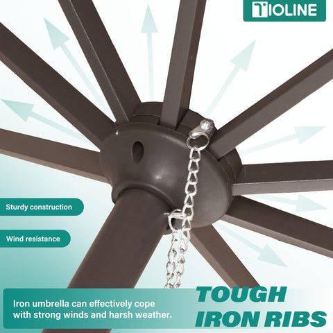 Tioline rust-proof frame with eight reinforced brackets for strong wind resistance