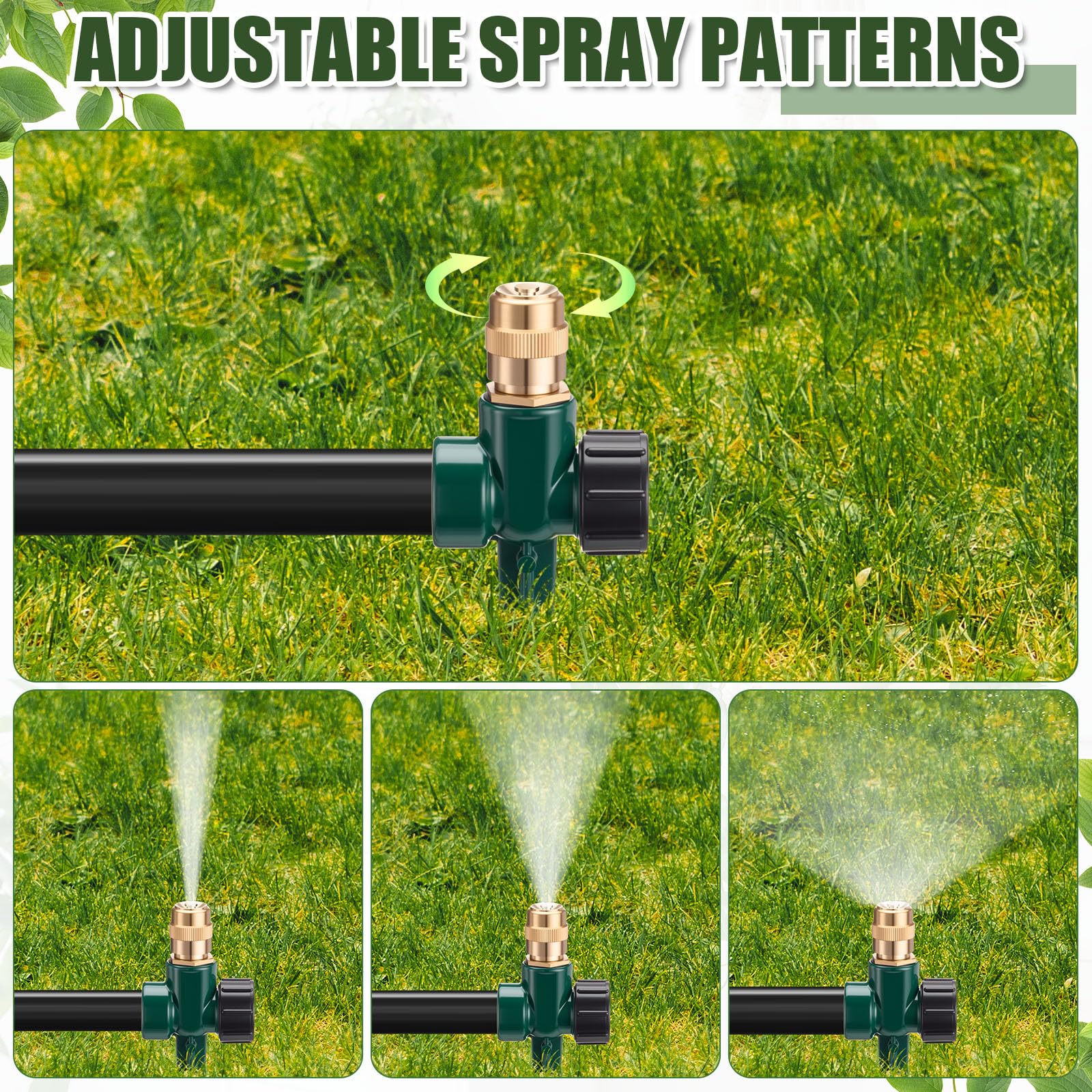 Tioncy brass adjustable nozzle enables fan to cone spray modes for adaptable watering