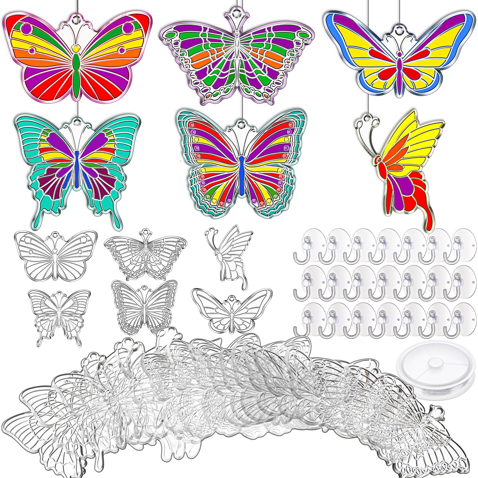 Tioncy butterfly suncatchers collection brightens windows with clear plastic shine