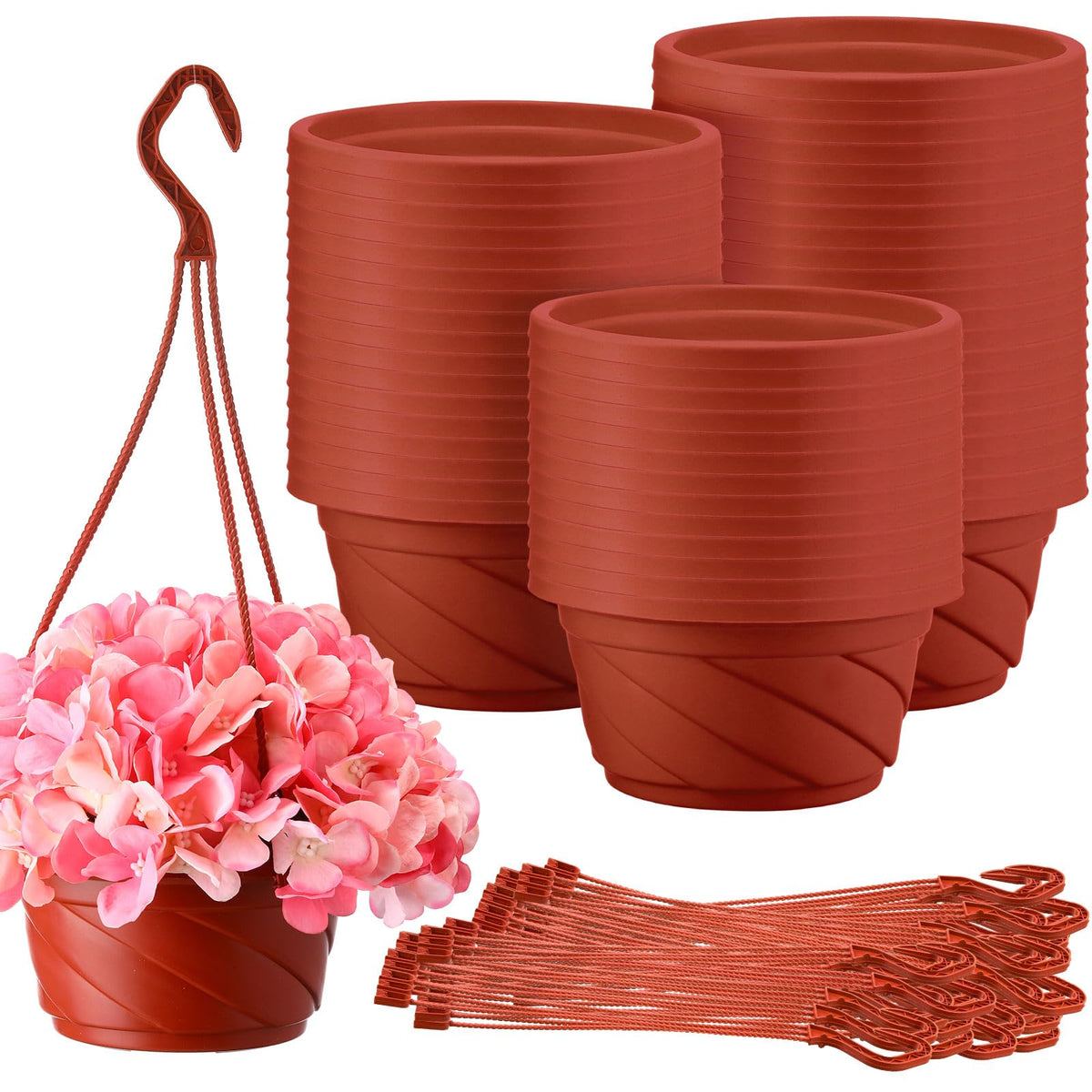 Tioncy coffee hanging planter, round plastic pot, perfect for small plants on balconies.