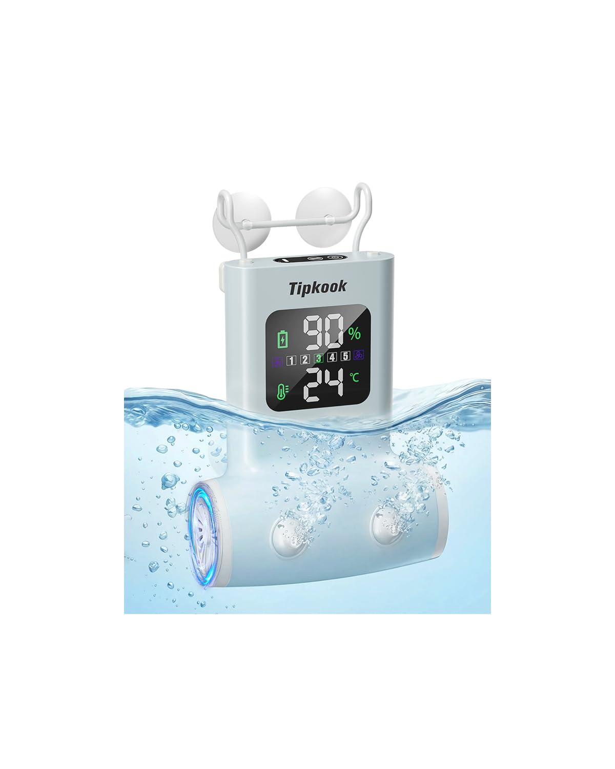 Tipkook bath jets attached to tub with LED display for easy mode control