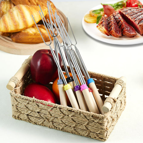 TIPTAP extendable skewers reach 32 inches for easier cooking away from flames.