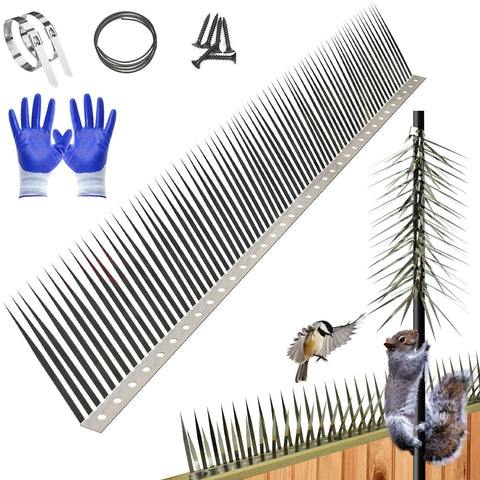 TIQUKDELY Bird Spikes on pole installation prevent roosting near feeders.