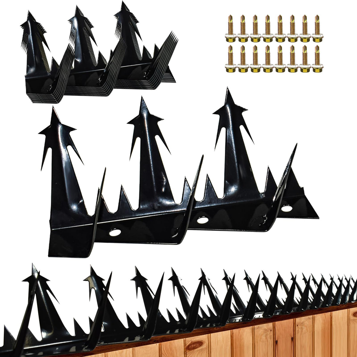 TIQUKDELY heavy-duty fence spikes installation on a fence for perimeter security.