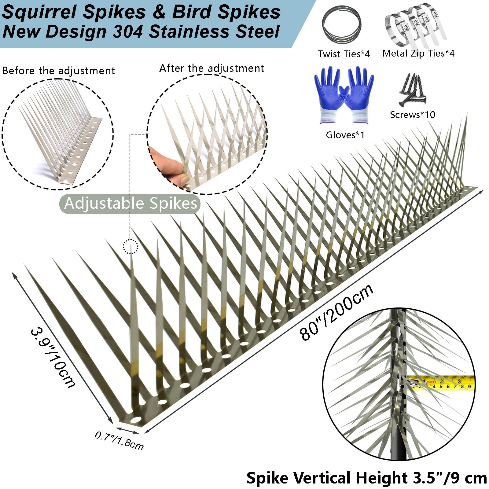 TIQUKDELY squirrel spikes wrapped around surfaces guard fences and trees.
