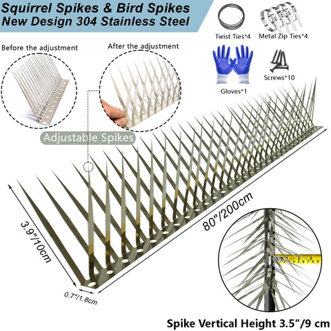 TIQUKDELY squirrel spikes wrapped around surfaces guard fences and trees.