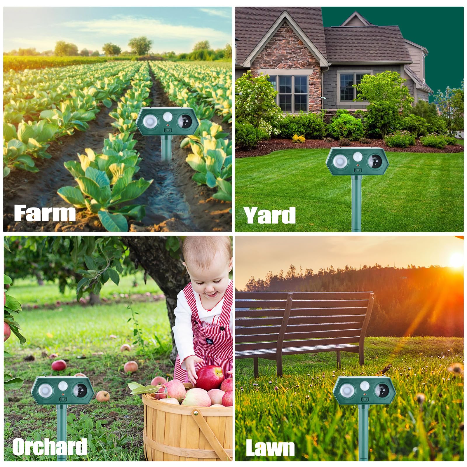 Tirgo garden protection use case, showcasing plant area defense around beds and shrubs.