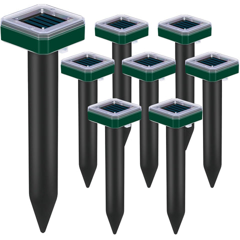 Tirgo mole repellent stake in sunlight deters burrowing pests around the lawn.