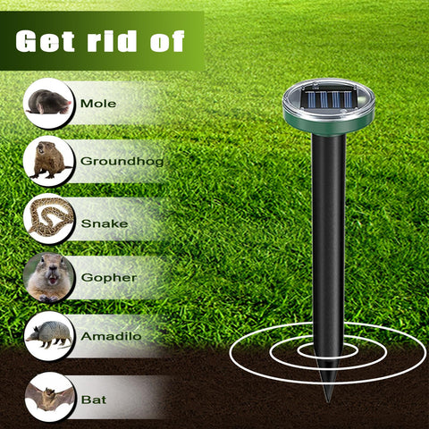 Tirgo solar mole repellent 8-pack on display protects lawns.