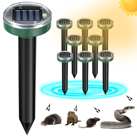 Tirgo solar mole repellent stake assembly for easy yard protection.