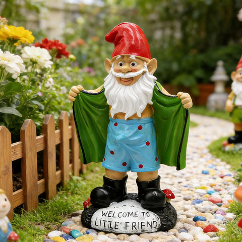 Tirifer 8.3-inch garden gnome outdoor statue with a cheerful face for yard charm