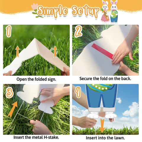 TISTON Easter Bunny sign shows simple setup and secure mounting