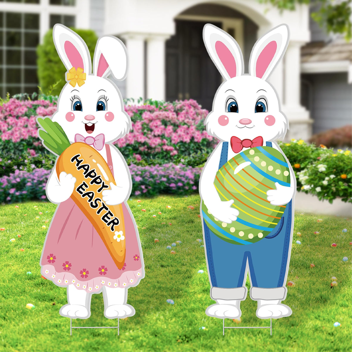 TISTON Easter Bunny yard sign 32in greets guests outdoors with vibrant color for celebrations