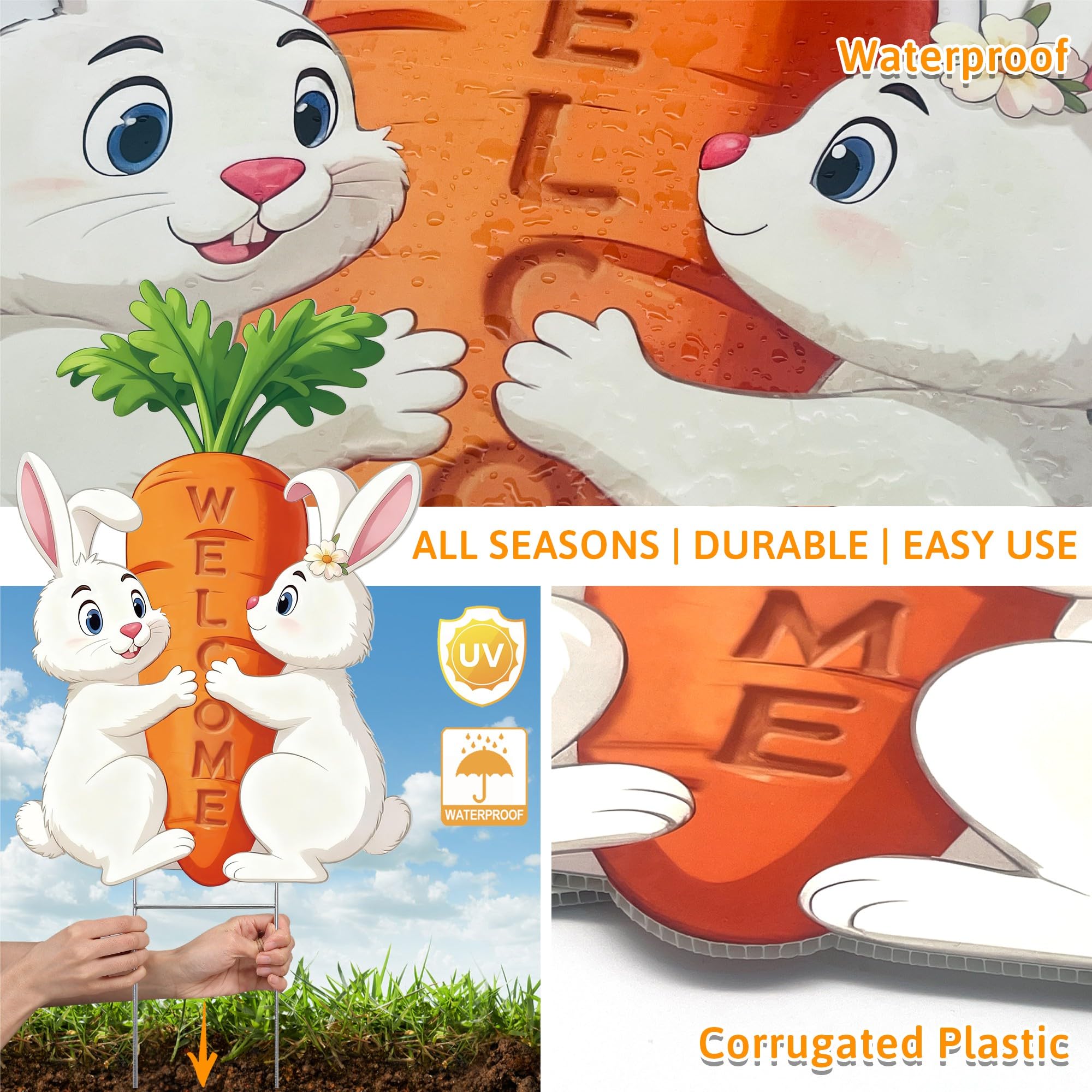 TISTON Easter yard sign large 15.8x23.6 inches improves yard visibility.