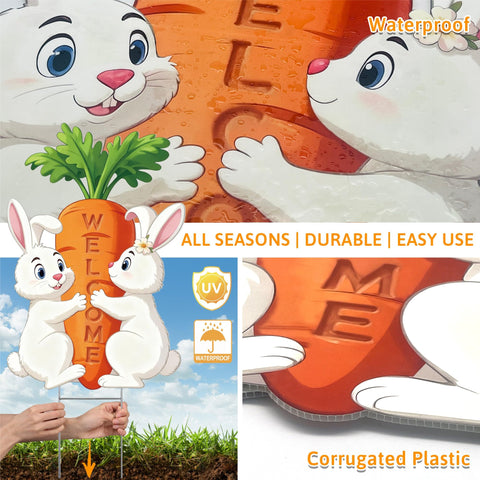TISTON Easter yard sign large 15.8x23.6 inches improves yard visibility.