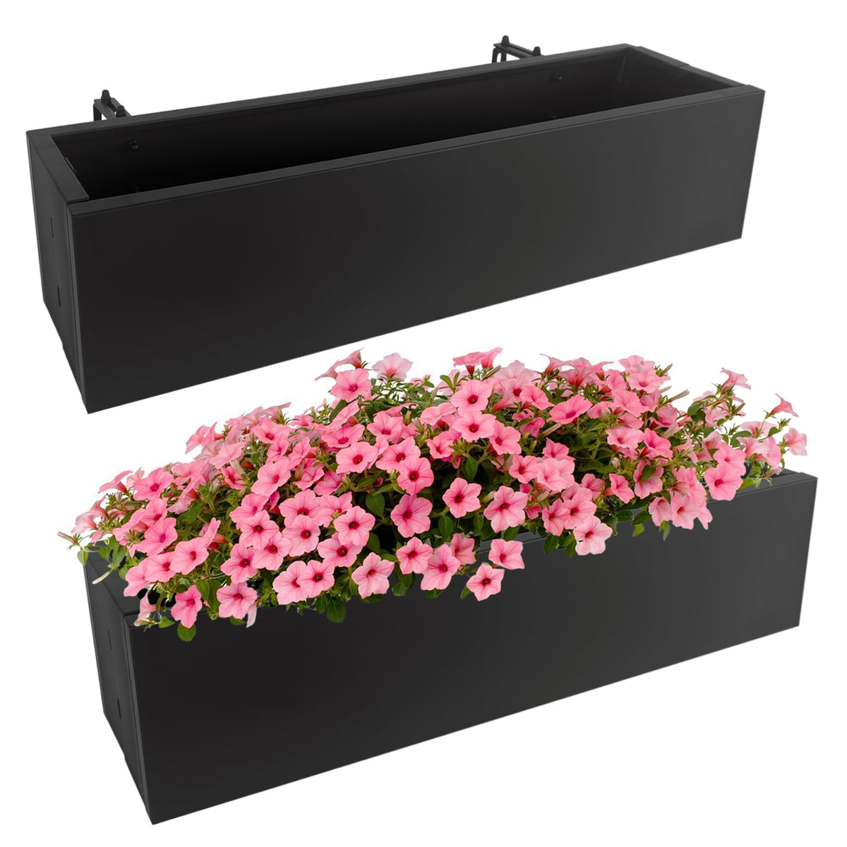 TISUWING 2-pack railing planter box on balcony, front view, space-saving design.